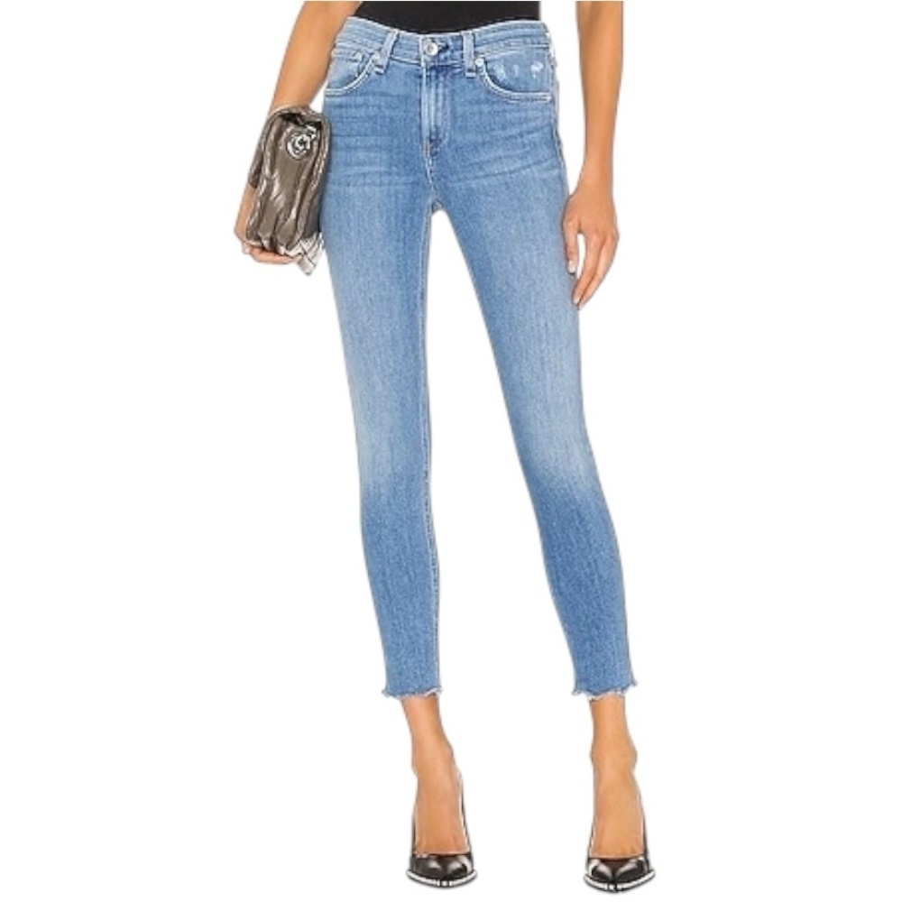 RAG & BONE Cate Mid Rise Ankle Skinny Blue Jeans Cropped Denim Size‎ 28 Revolve